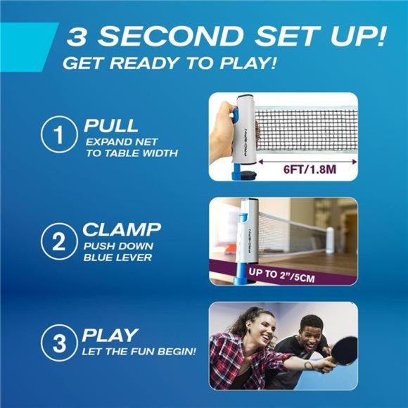 All-in-One Portable Ping Pong Paddles Set | Table Tennis Set with Retractable - Picture 6 of 6